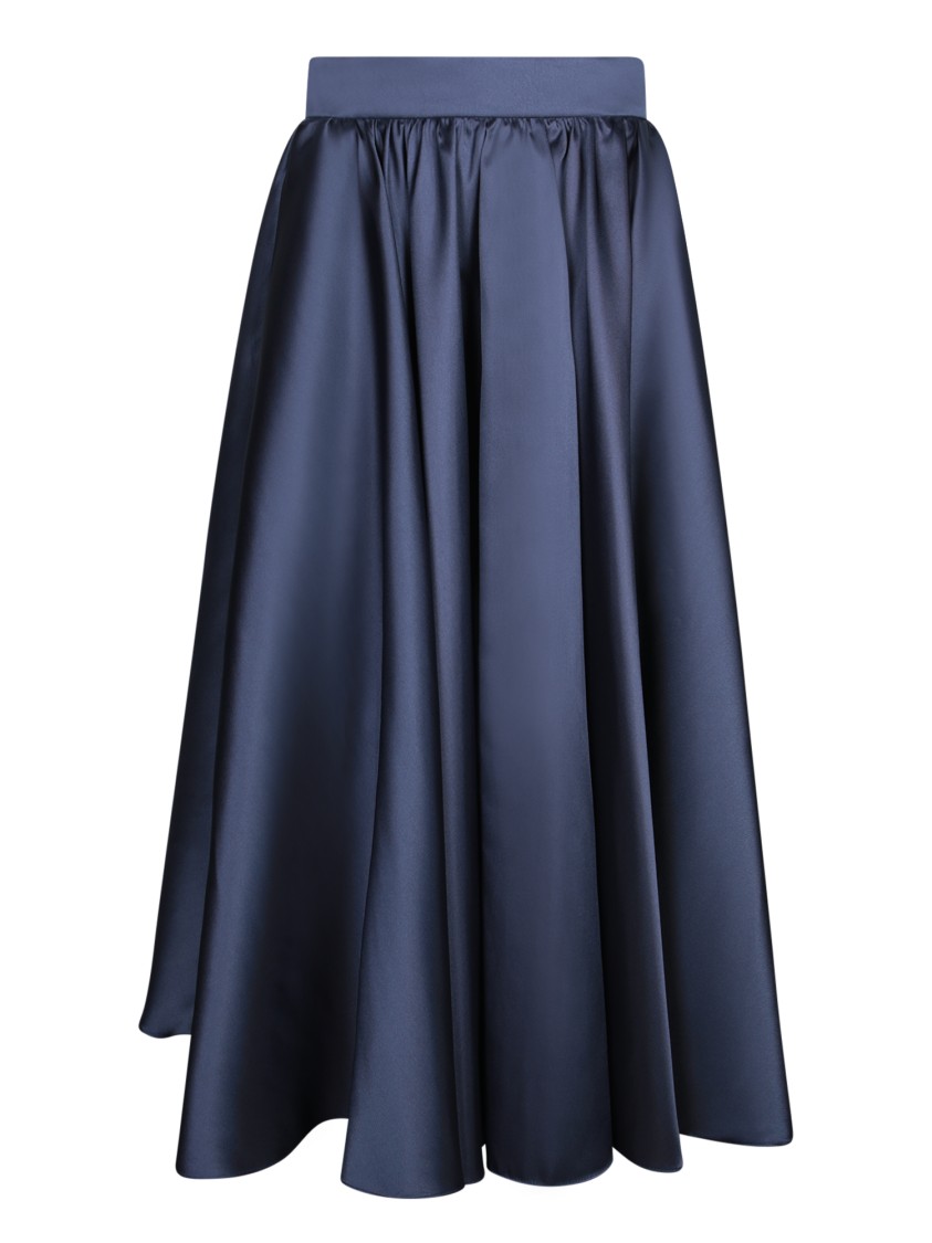 BLANCA VITA BLANCA VITA NAVY WIDE MIDI SKIRT WITH ELASTIC WAISTBAND