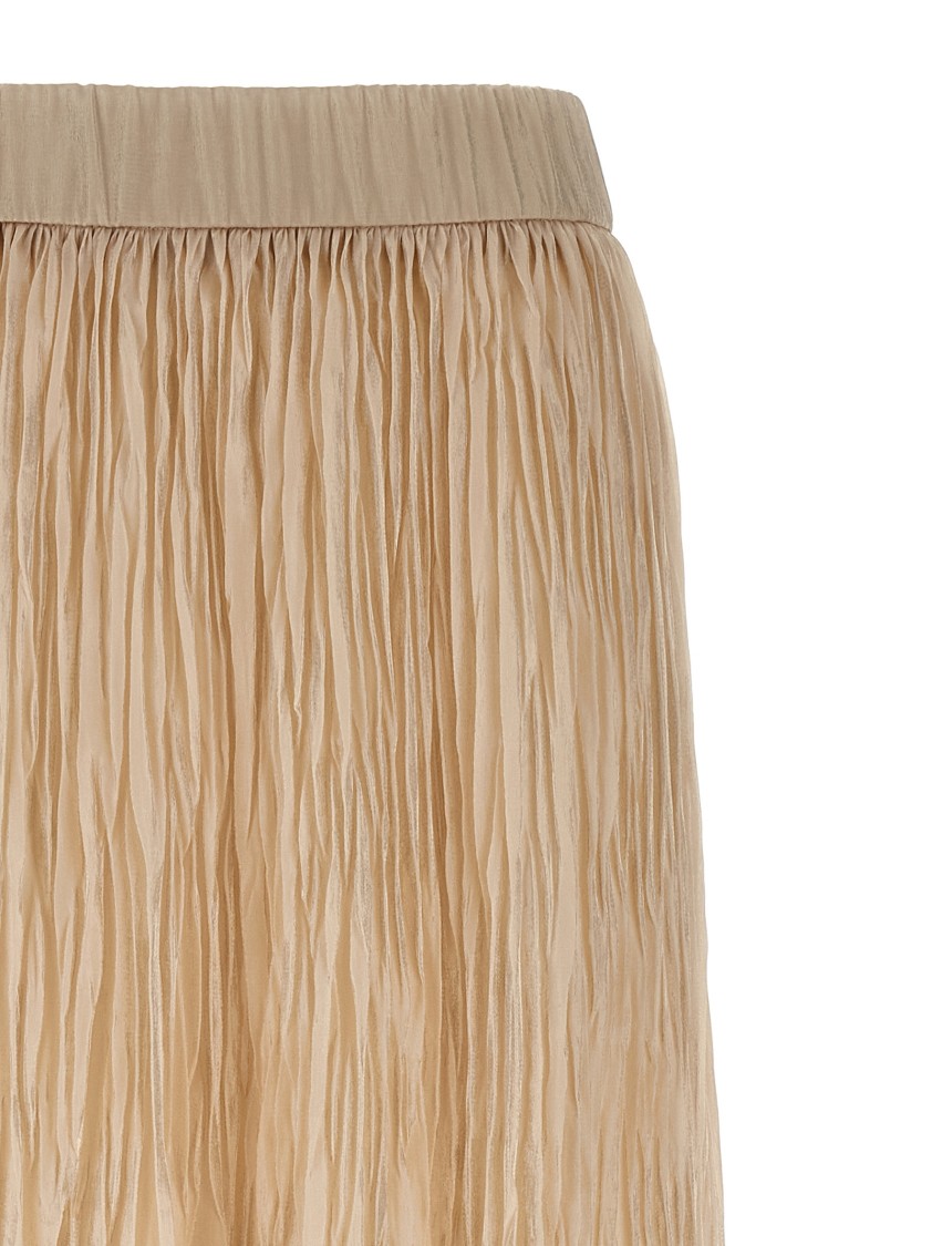 Peserico Textured Pleated Skirt Elastic Waistband In Neutral