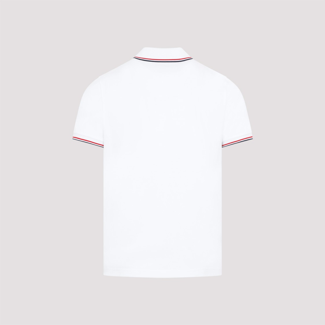 Moncler Classic White Cotton Polo With Signature Tri-color Trim In White
