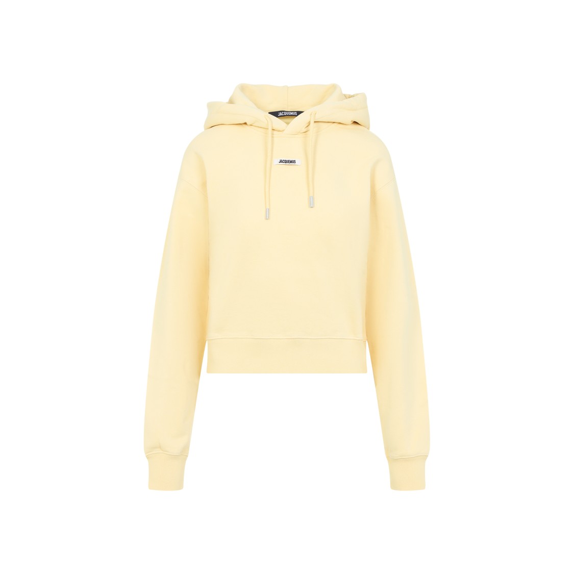 Jacquemus Cotton Hoodie With Drawstring Hood And Ribbed Details In Yellow