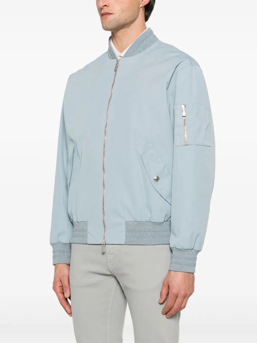ELEVENTY ELEVENTY SKY BLUE TWILL BOMBER JACKET