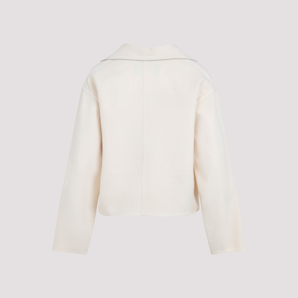 Shop Fabiana Filippi Cropped Light Beige Virgin Wool Jacket In Neutrals