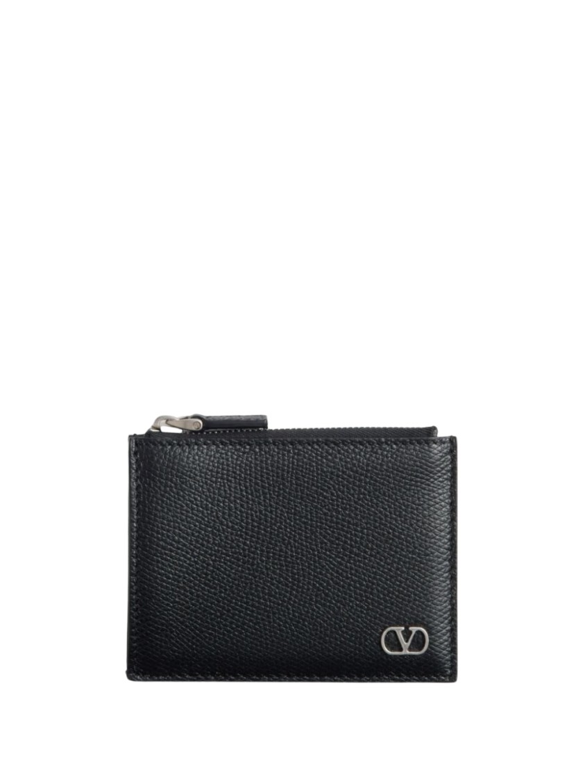Valentino Vlogo Signature Card Holder In Black