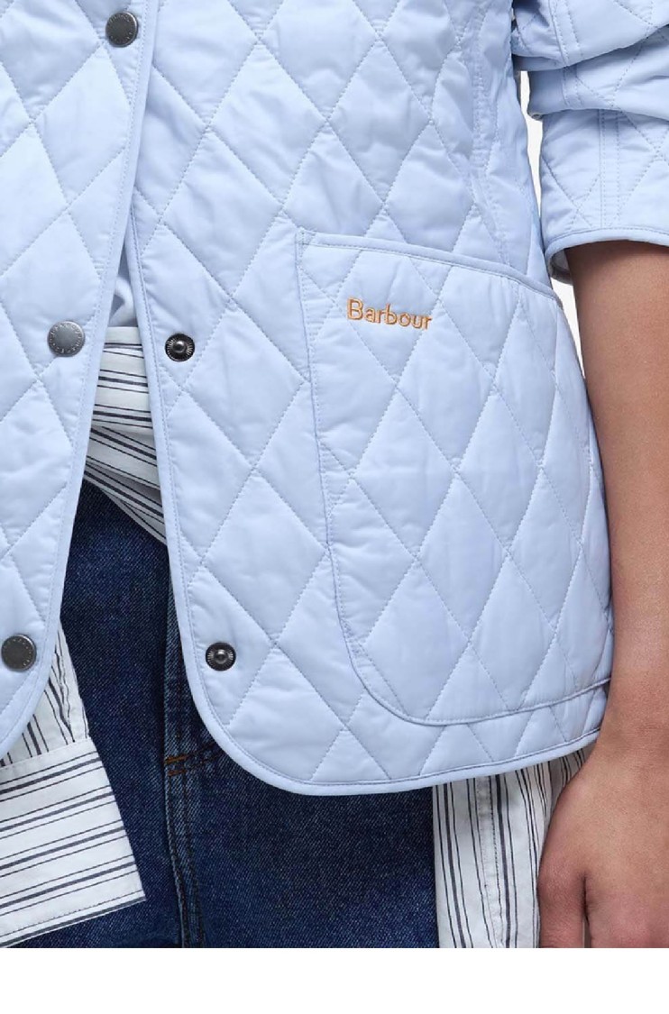 Barbour Quilted Jacket With Classic Diamond Pattern In Blue