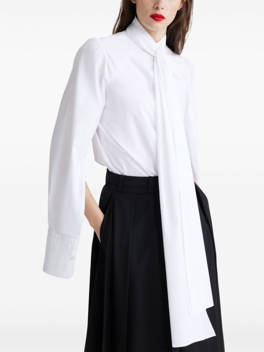 Patou Draped Collar Shirt With Buttoned Cuffs In White