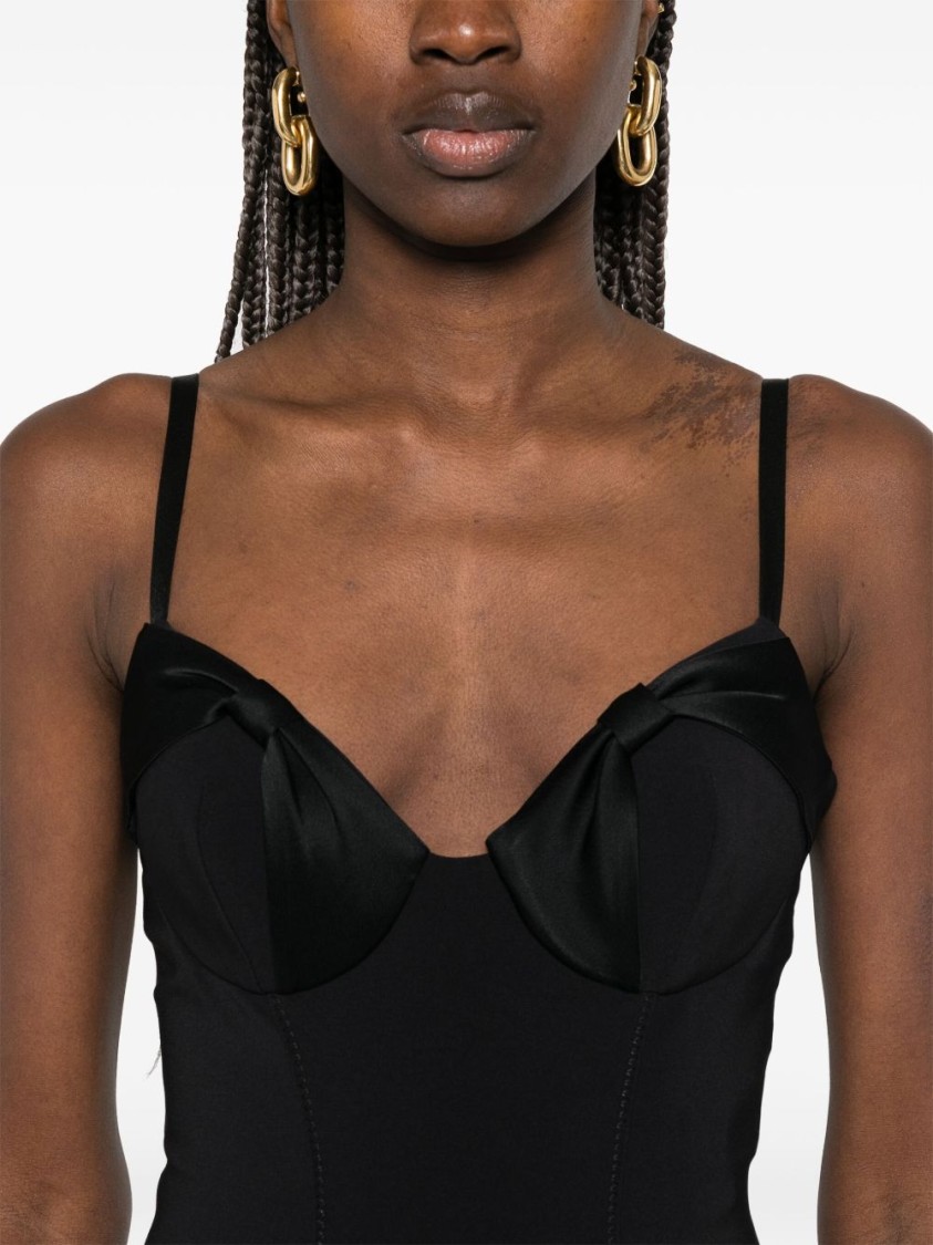 Elisabetta Franchi Black Midi Pencil Dress With A Back Slit In Black