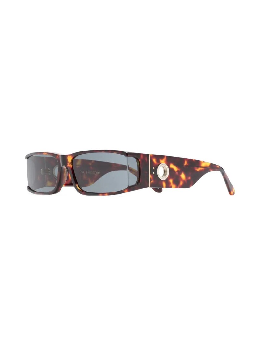 Linda Farrow Mya Rectangle-frame Sunglasses In Brown