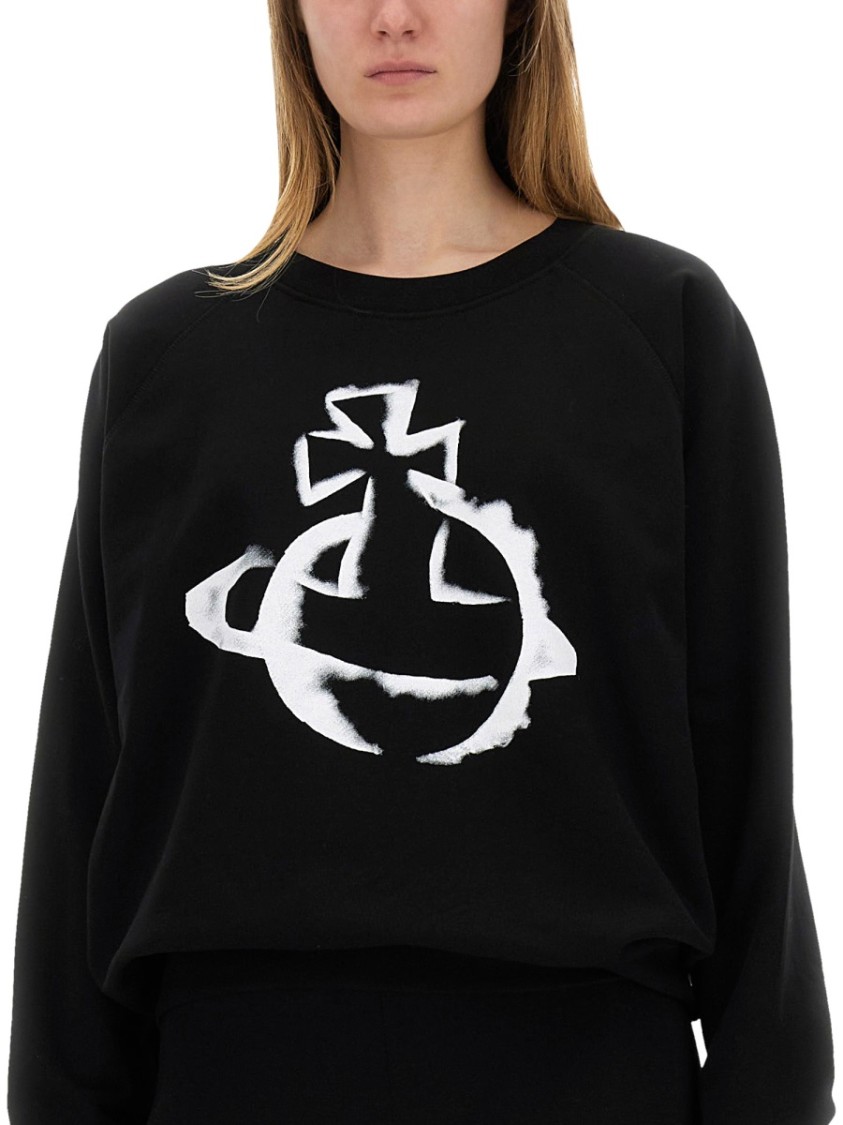 Shop Vivienne Westwood "stencil Orb Raglan" Sweatshirt In Black