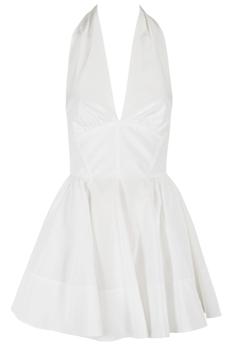 The Andamane Flared Mini Dress With Deep V-neckline