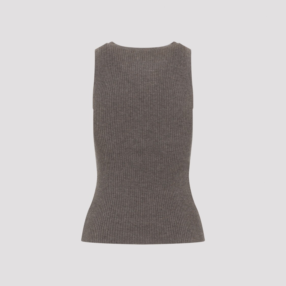 Max Mara Sleeveless Ribbed Knit Top In Wool-cashmere Blend In Gray