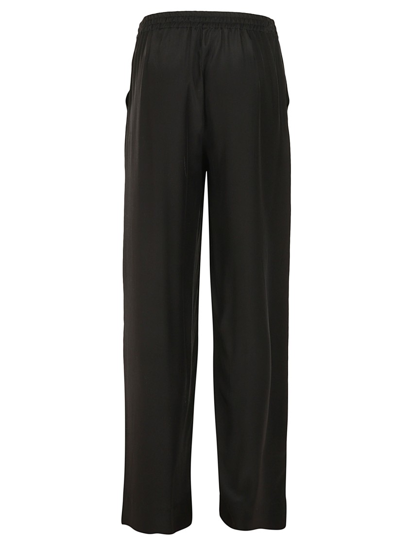P.a.r.o.s.h . Silk Trousers With Wide Leg And Relaxed Fit In Black