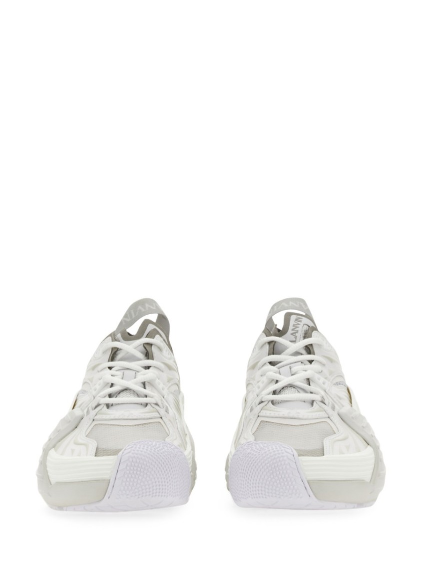 Shop Lanvin Flash-x Mesh Upper Sneakers With Textured Panels In White