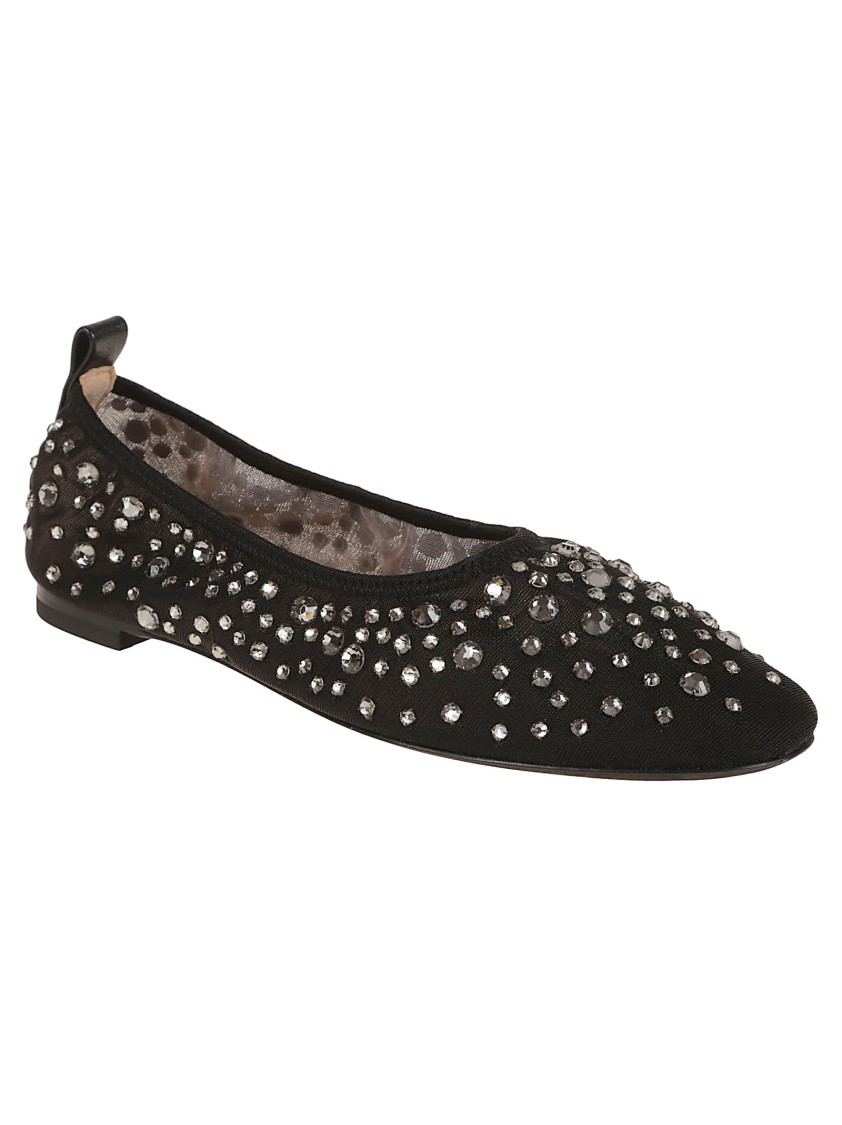 Shop Tory Burch Crystal Appliqué Mesh Ballerina Flats