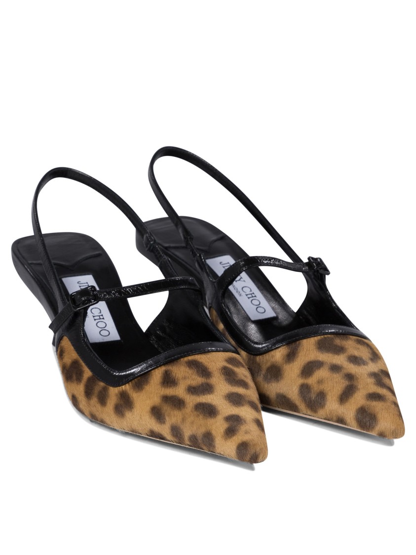 Jimmy Choo Leopard Print Leather Heeled Shoes In Black