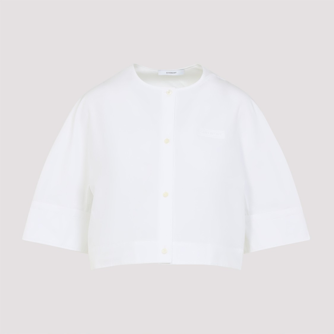 Givenchy Cropped Cotton Shirt With Button Closures In White