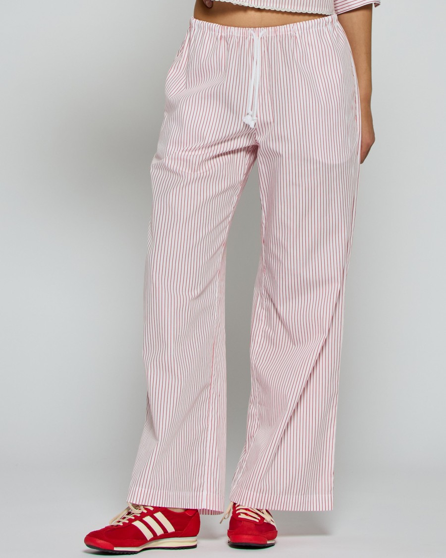 Serena Bute Striped Cropped Jogger - Red/White | THE LIST