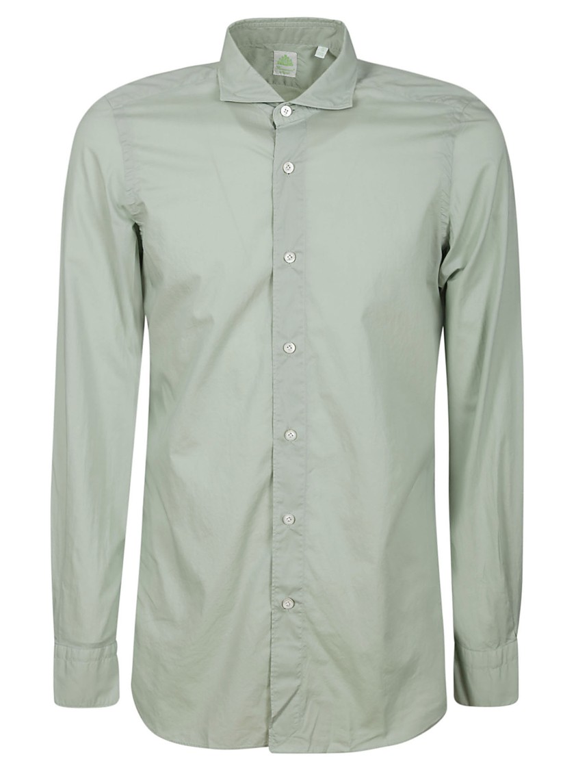 Finamore 1925 Finamore Long-sleeved Cotton Shirt With Classic Collar In Neutral