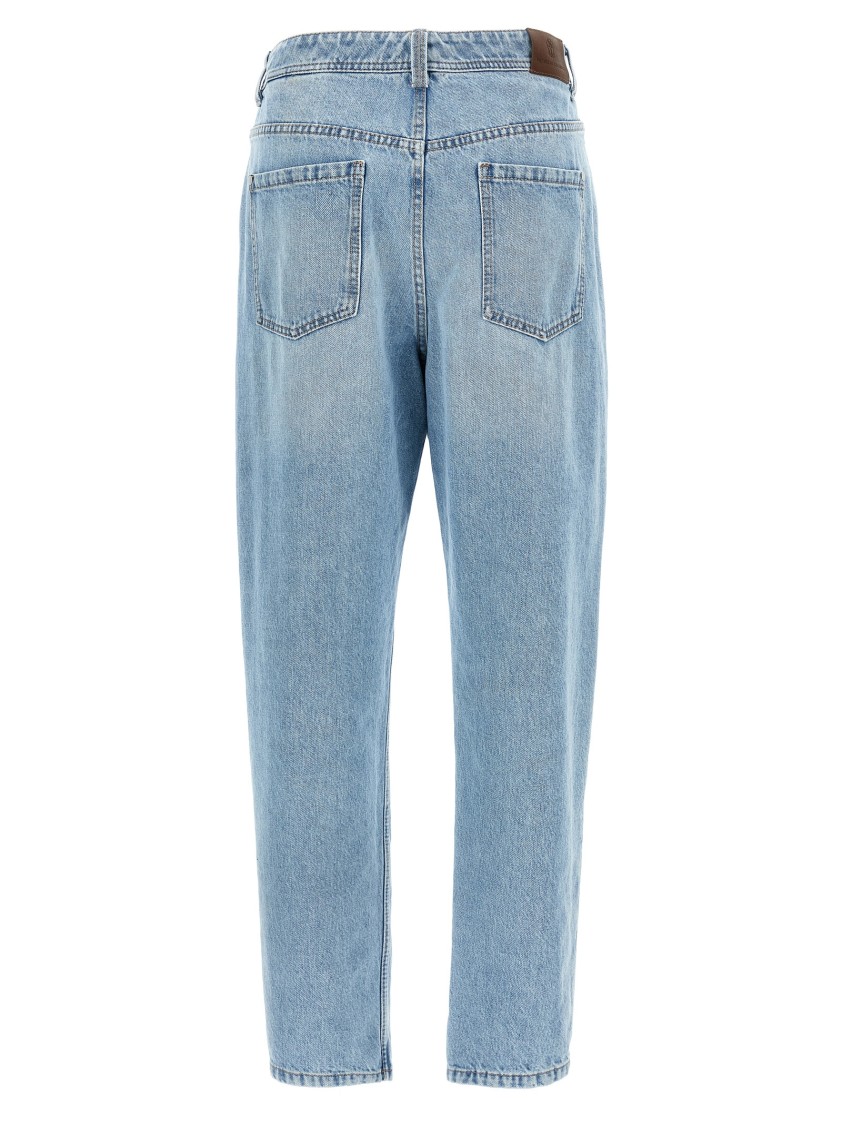 Brunello Cucinelli High-waisted Cotton Denim Jeans In Blue