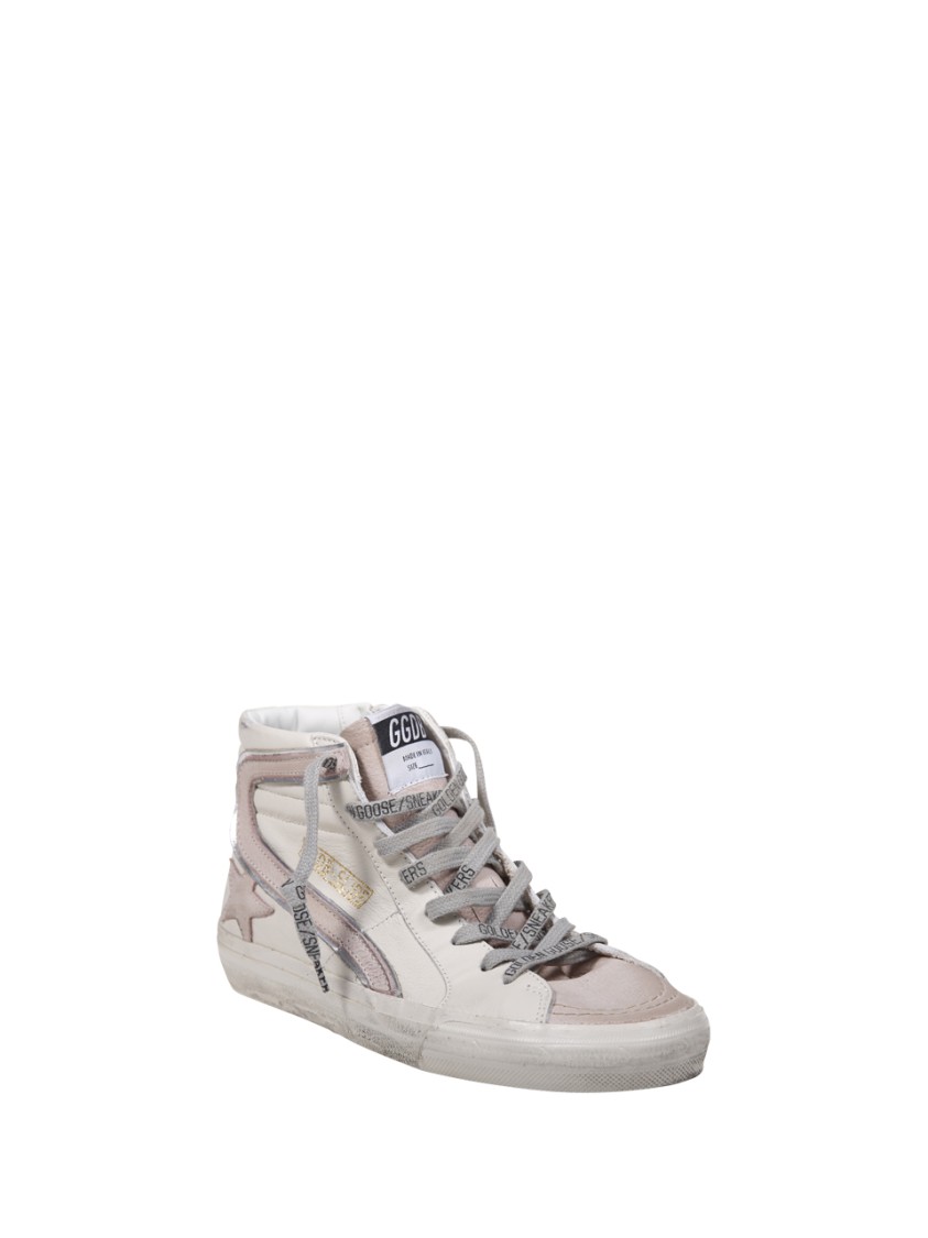 Golden Goose Slide Classic Leather Upper Nabuk Star Wave In White