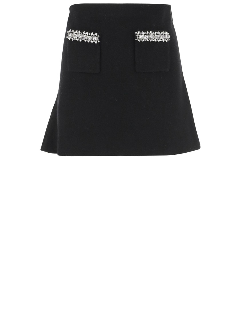 Self-portrait Self Portrait Skirt With Shimmering Crystals In Black