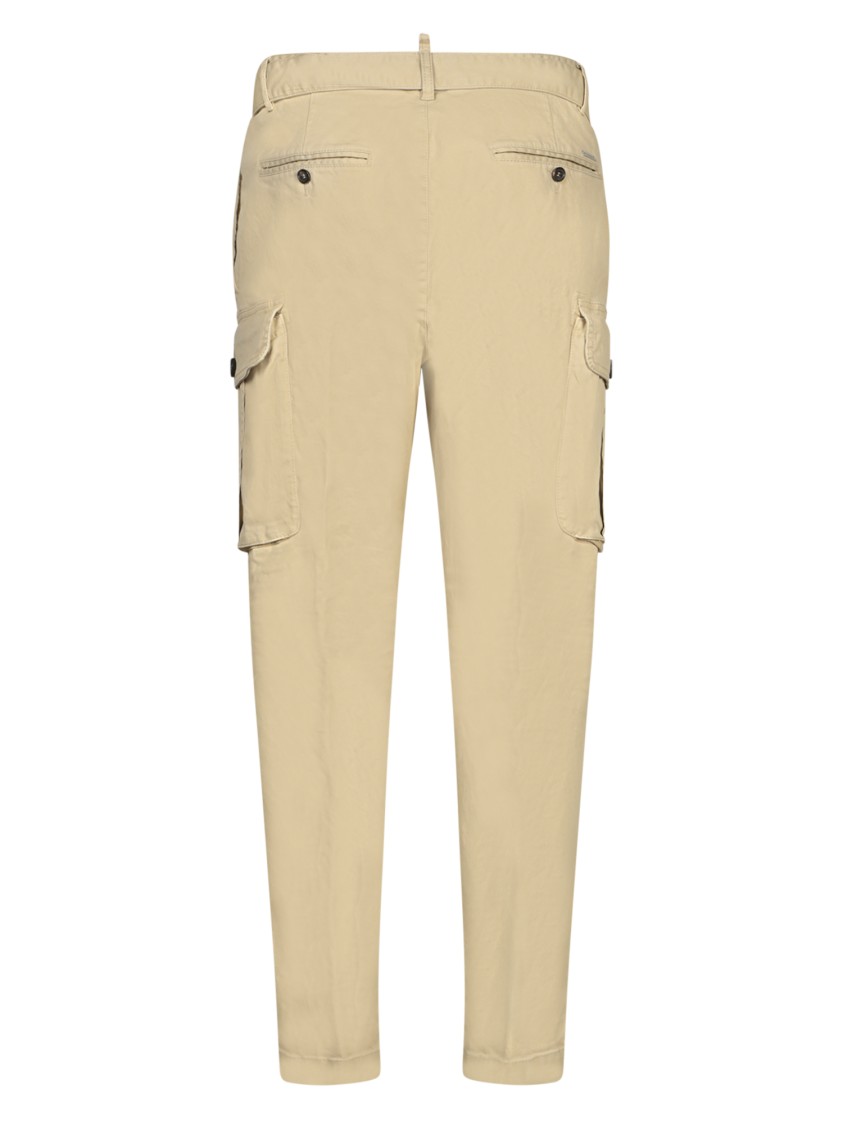 DSQUARED2 DSQUARED2 BEIGE TROUSERS WITH TAILORED FIT AND CARGO POCKETS