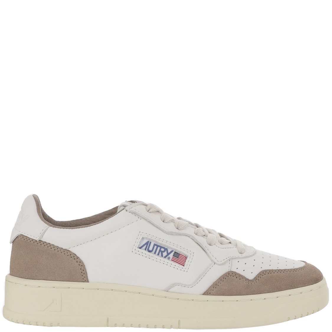 Autry Low Sneaker With Contrast Panels And Perforated Detailing In White