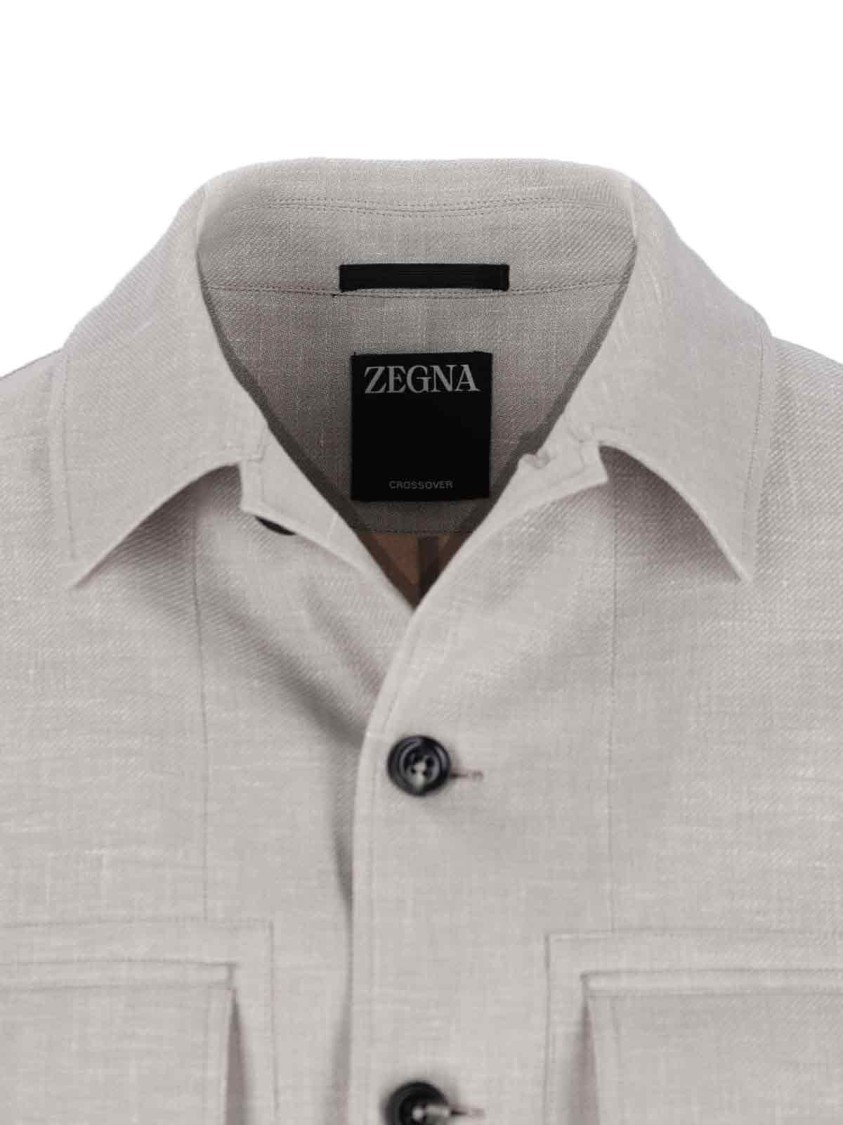 Shop Zegna Alba' Shirt Jacket – Grey Mélange
