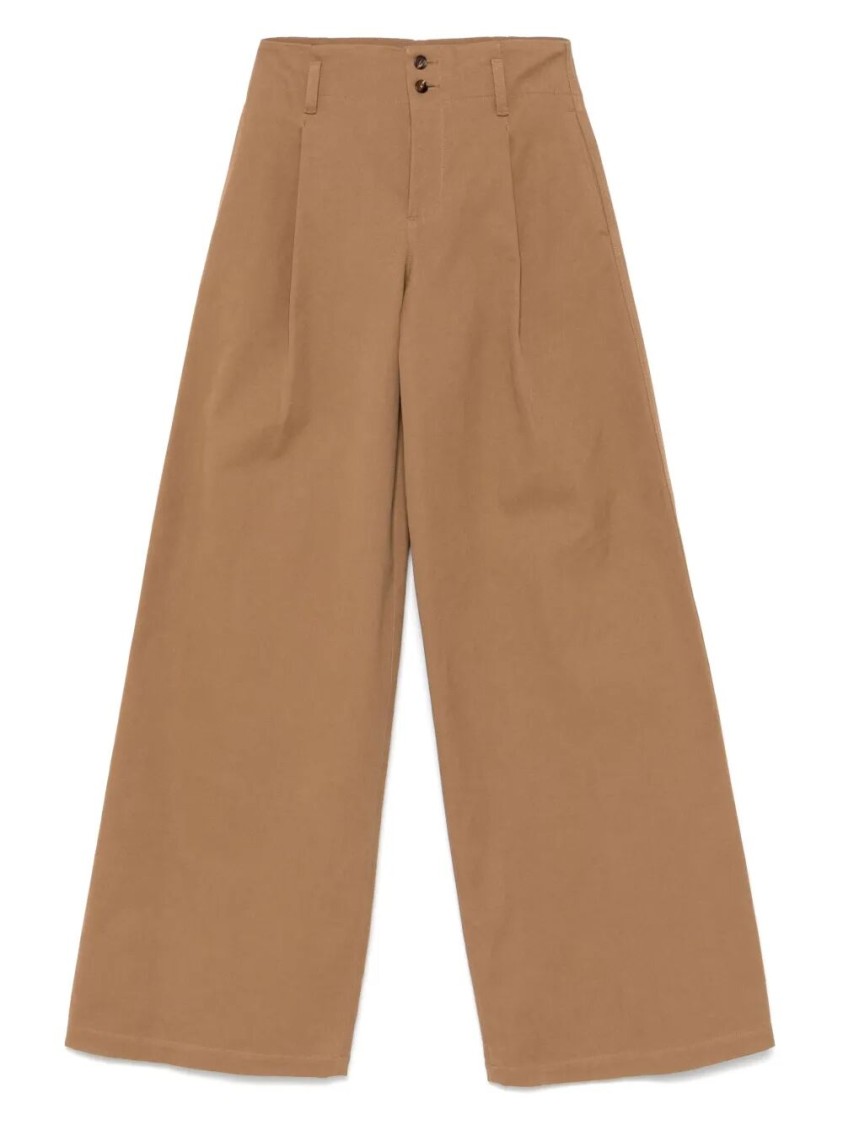 Chloé High-waisted Wide-leg Pants With Tailored Detailing In Brown