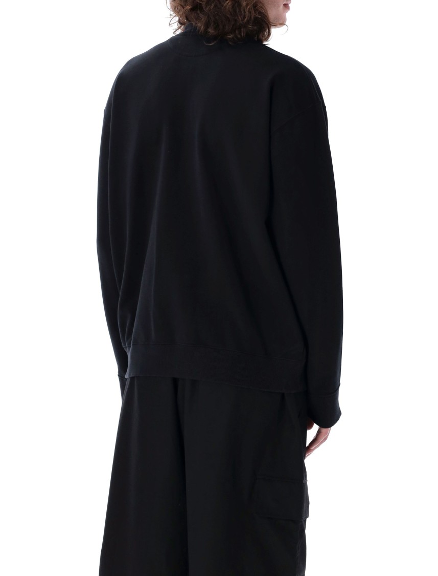 Jw Anderson Black Sweatshirt With Front Zip And Embroidered Logo On The Sleeve In Cotton Man In Black