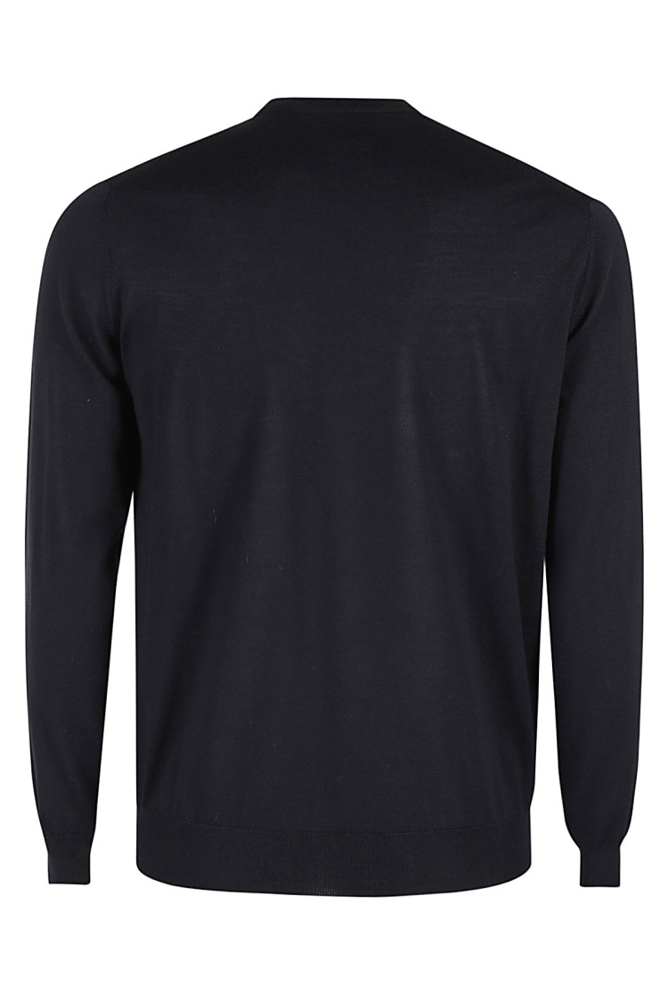 Filippo De Laurentiis Superfine Merino Wool Crew Neck Sweater In Black