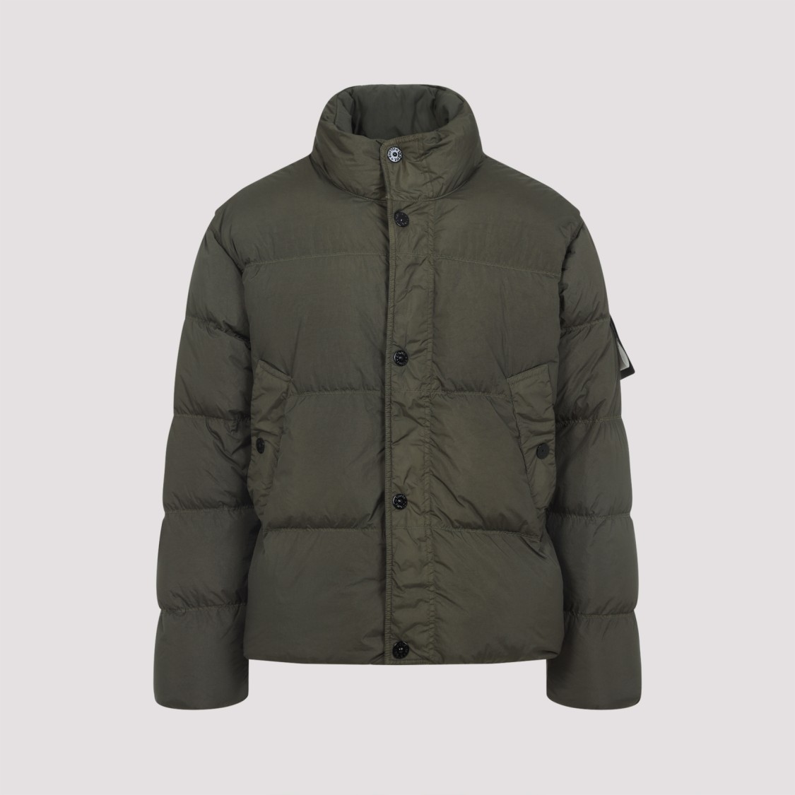 Stone Island Quilted Nylon Jacket Hidden Elements In Green