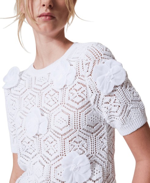 Shop Twinset Actitude Short-sleeve Cotton Blend Knit Top