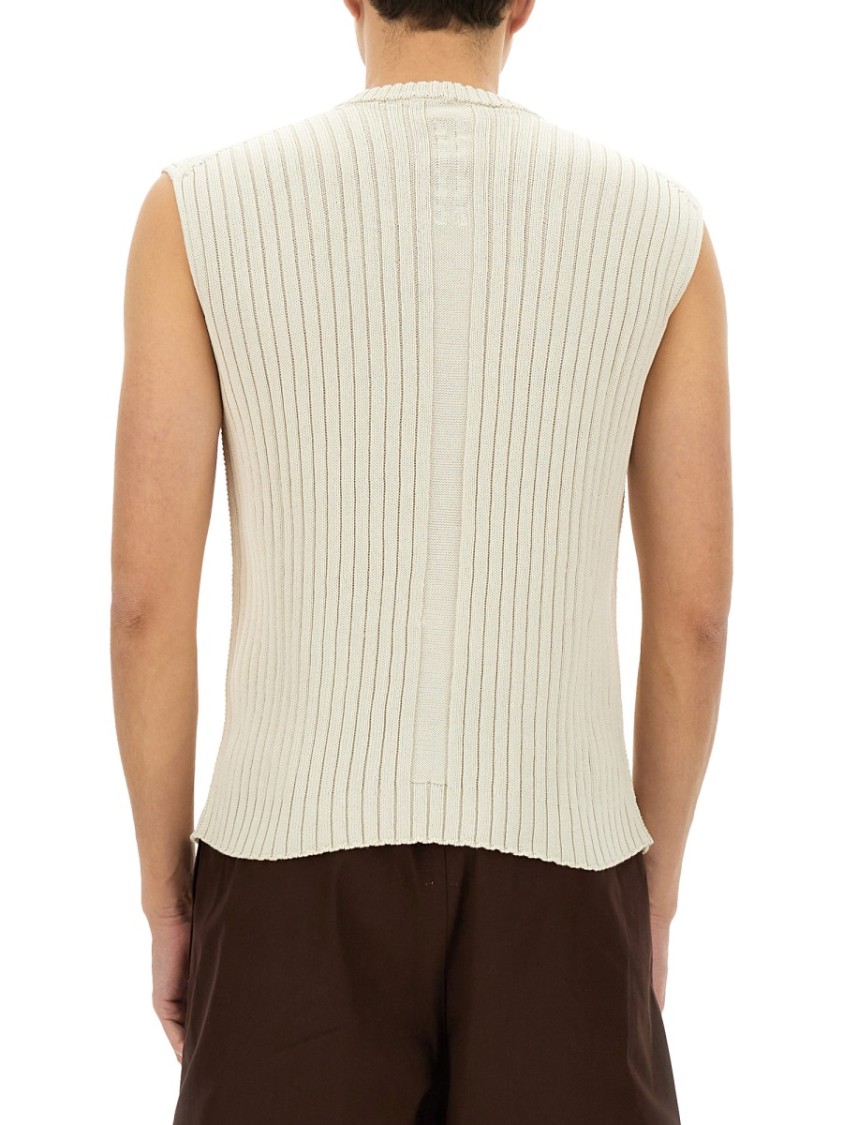 RICK OWENS RICK OWENS TEXTURED RIBBED KNITTED VEST WITH GEOMETRIC PATTERN