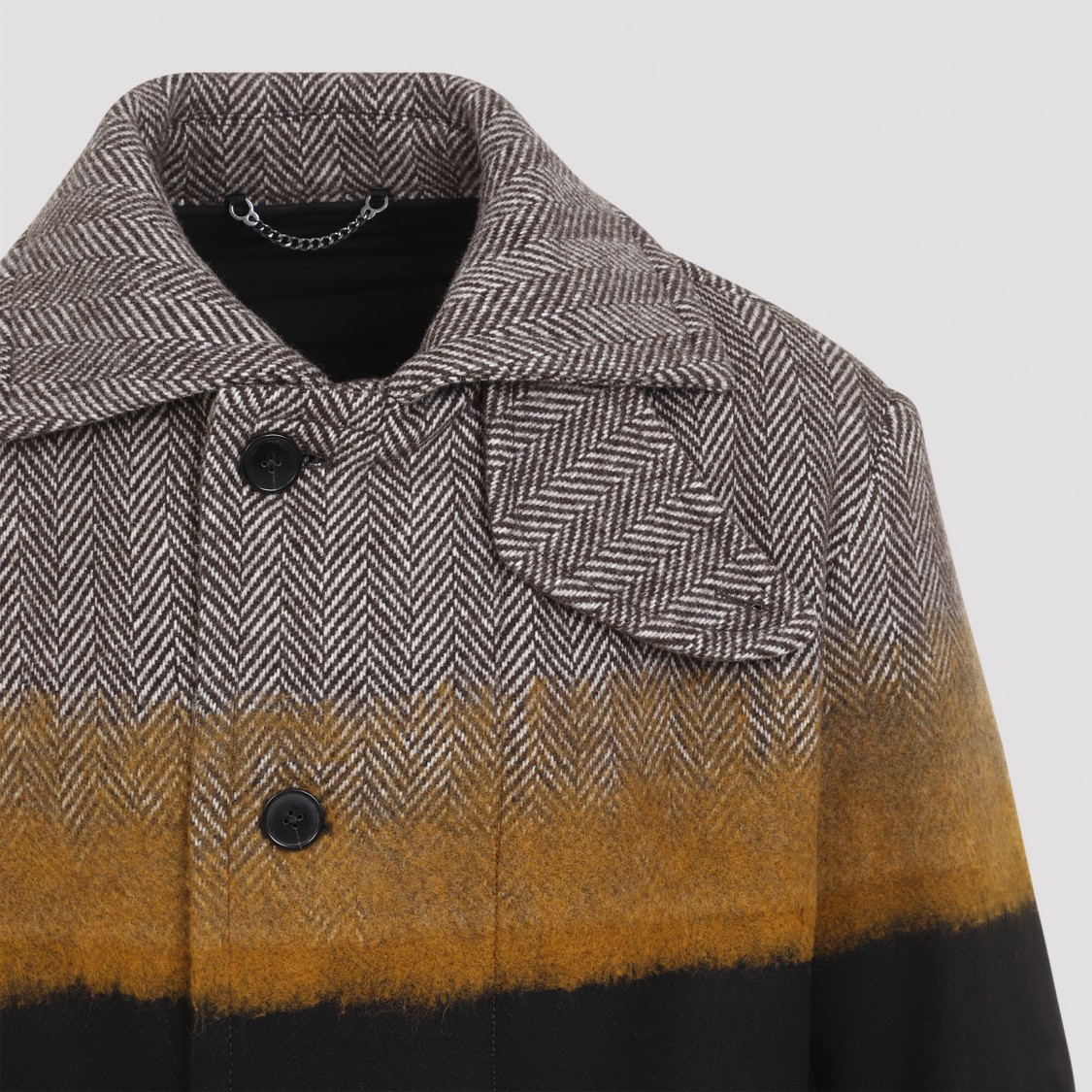 Dries Van Noten Multicolor Stand Collar Coat In Black