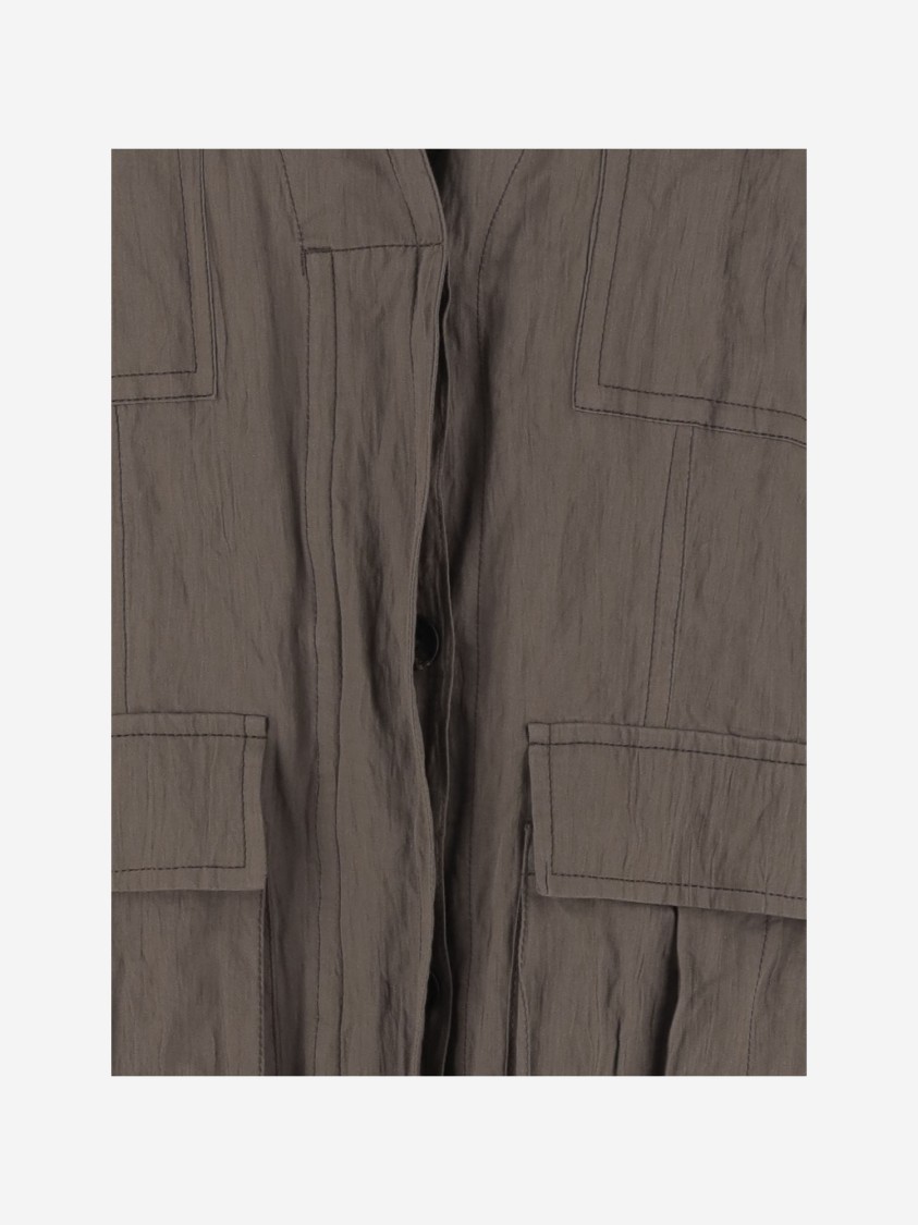 Ferragamo Brown Cotton Ruched Effect Jacket In Brown