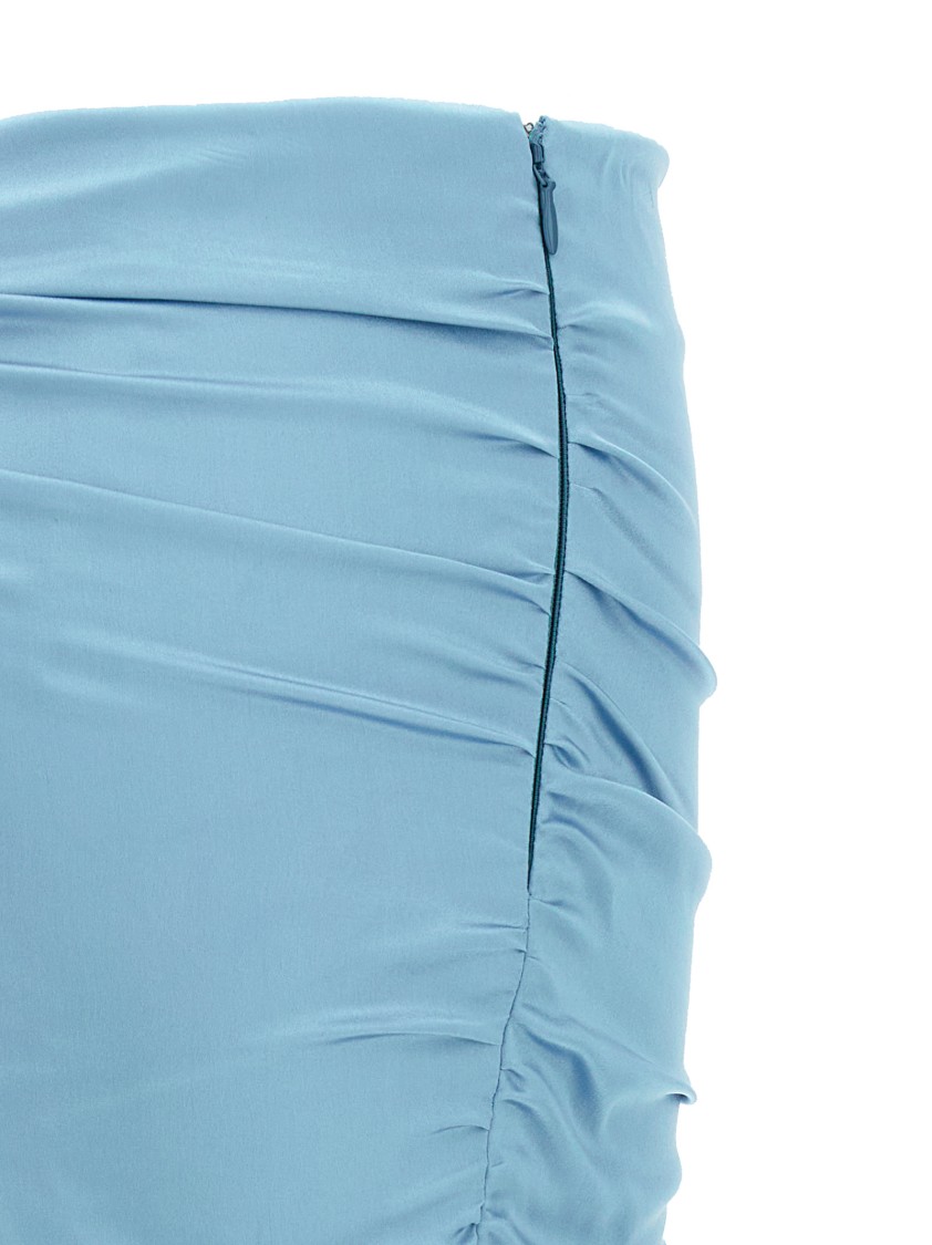 Alessandra Rich Asymmetric Satin Mini Skirt In Blue