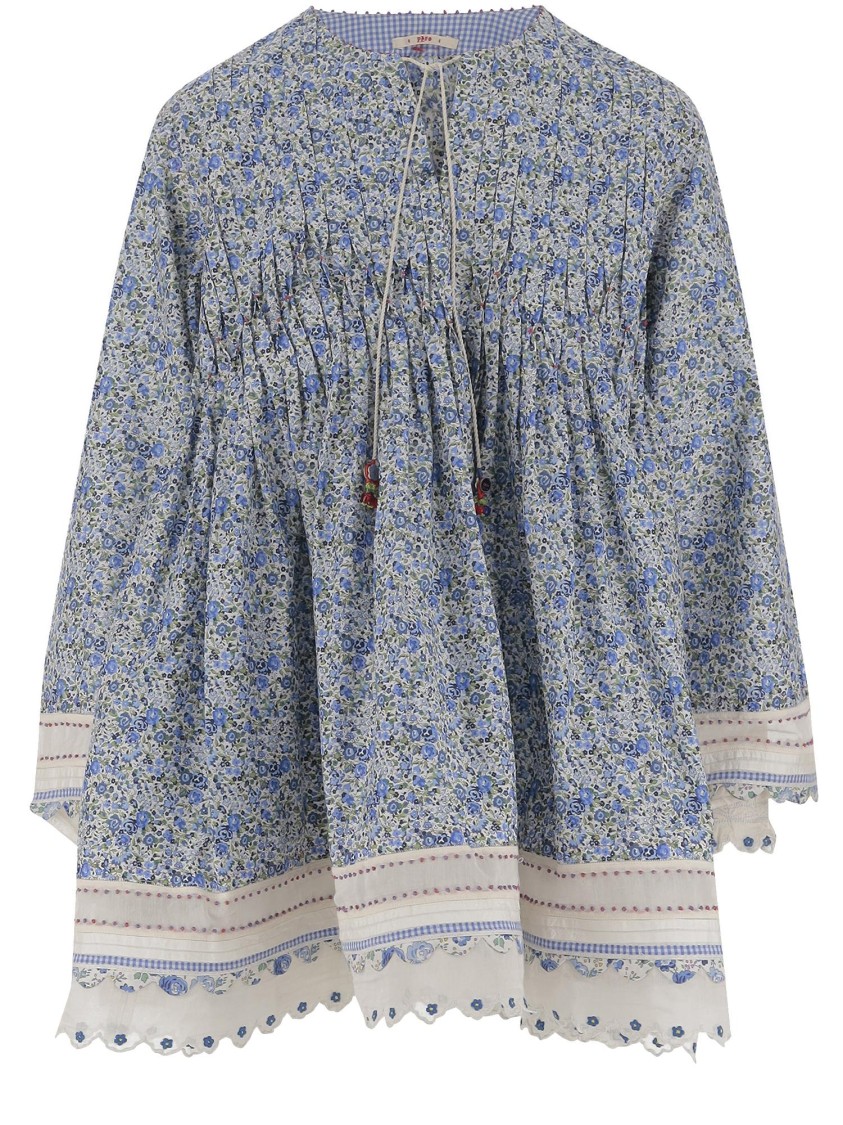 Péro Pero Floral-patterned Cotton Dress With Contrasting Edges