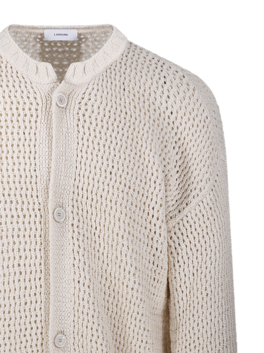 LARDINI LARDINI OPEN-KNIT CARDIGAN WITH TEXTURED PATTERN