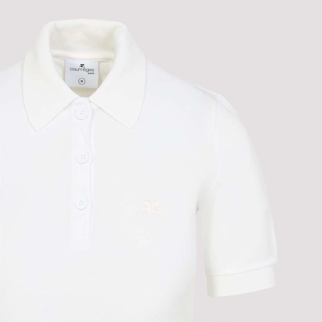 COURRÈGES COURRÈGES A-LINE WHITE COTTON DRESS WITH POLO COLLAR