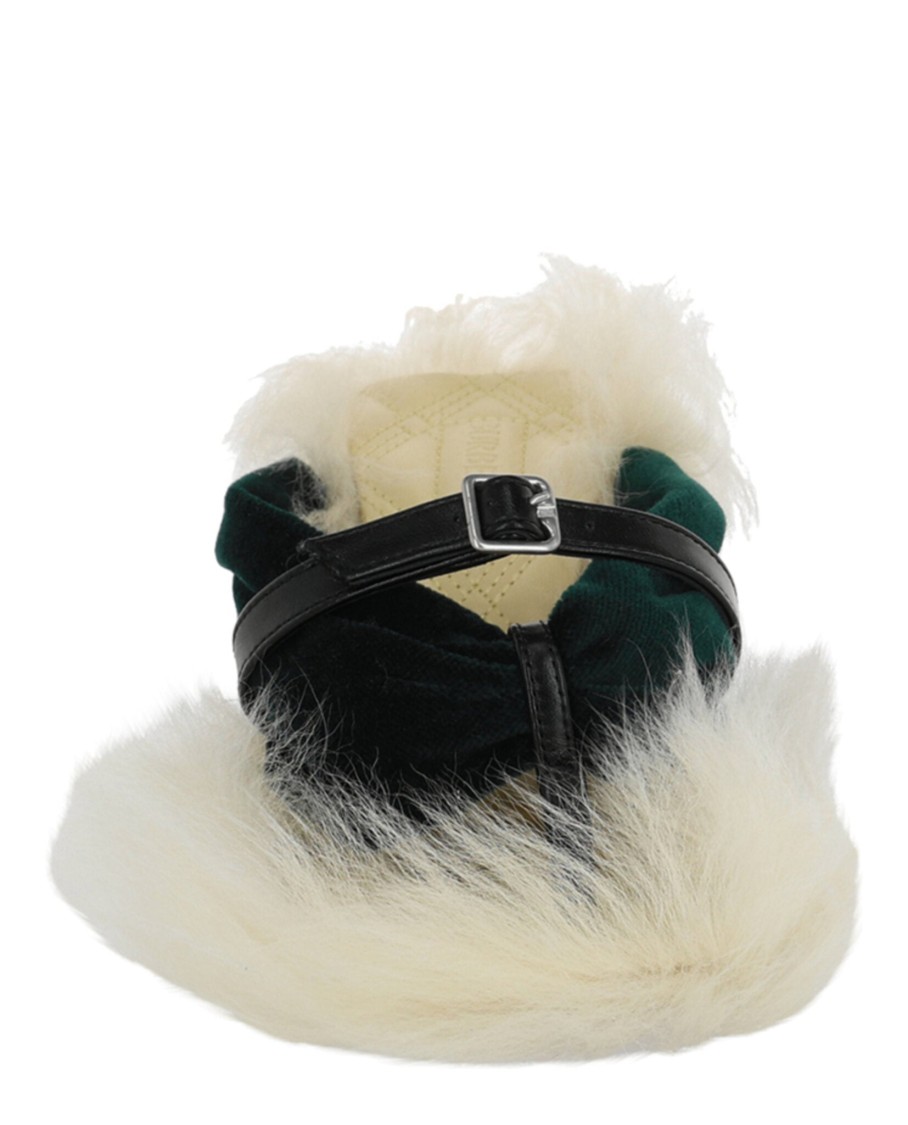 Burberry Shearling Step Post Heel In Green