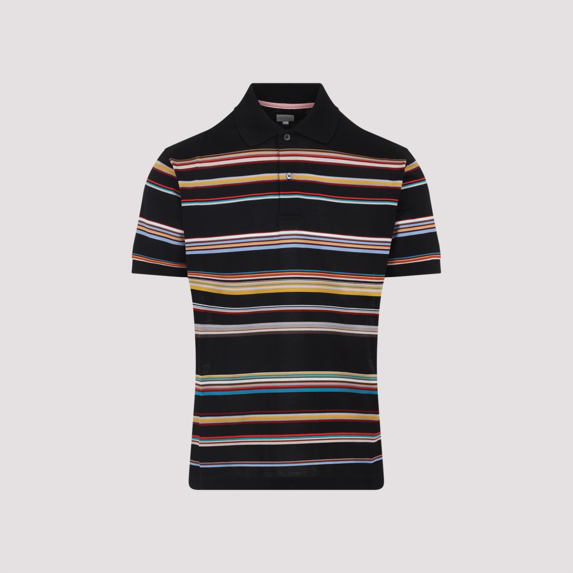 Paul Smith Black 'signature Stripe' Cotton-piqué Polo Shirt In Multi