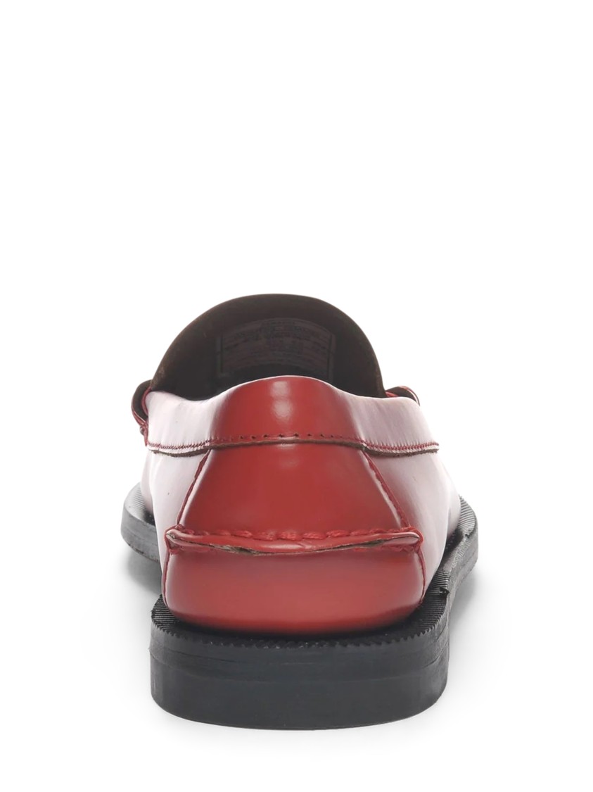 Sebago White Leather Danielle Pop Loafers In Red