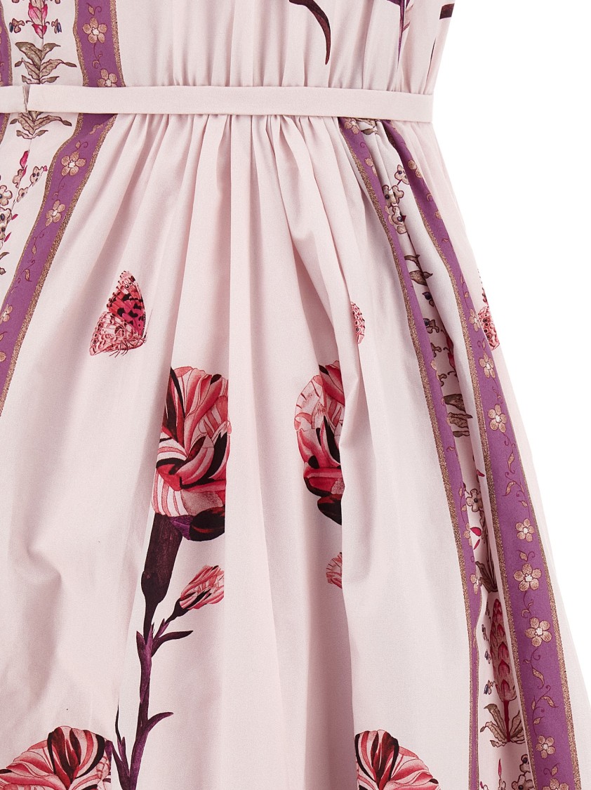 Giambattista Valli Floral Print Sleeveless Belted Midi Dress