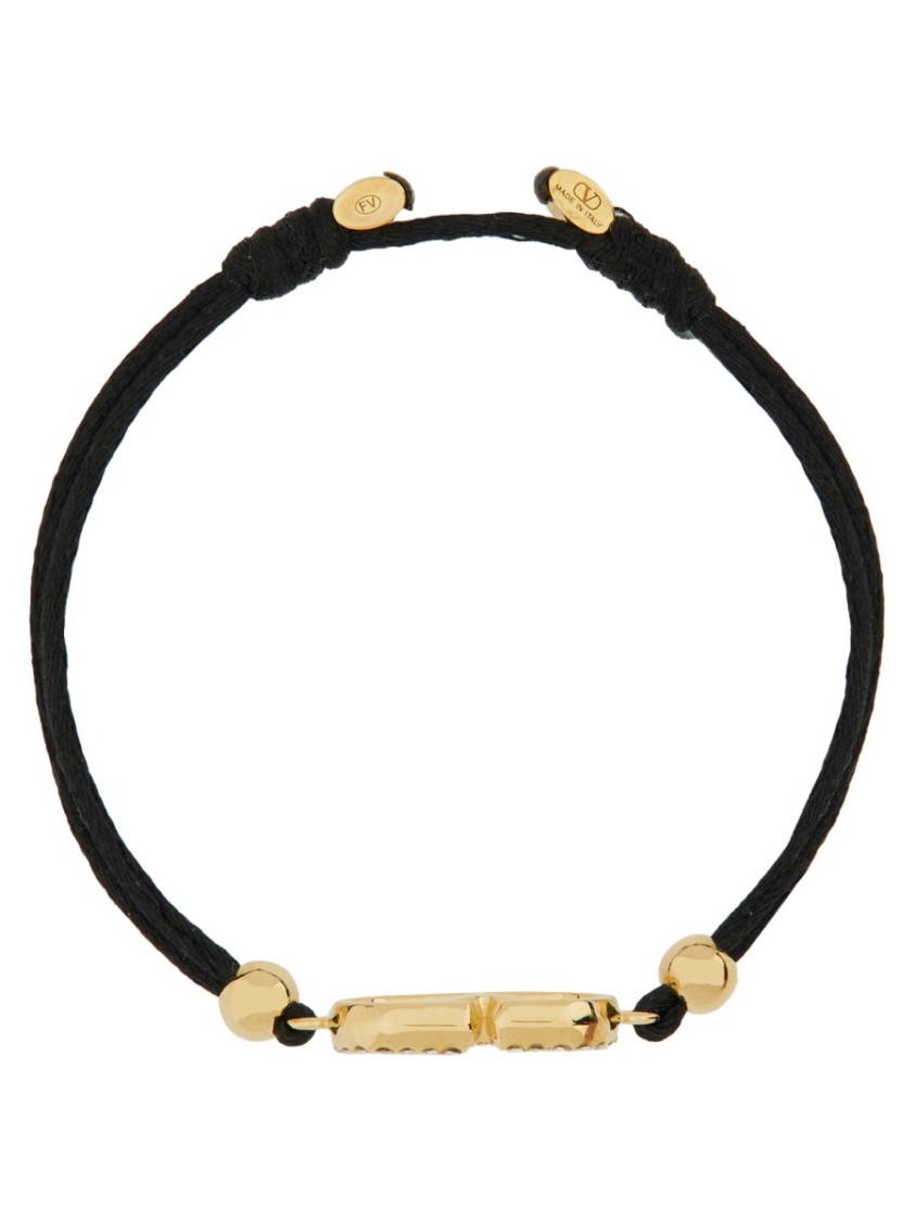 Shop Valentino Garavani Cotton And Swarovski Crystal "vlogo Signature" Bracelet