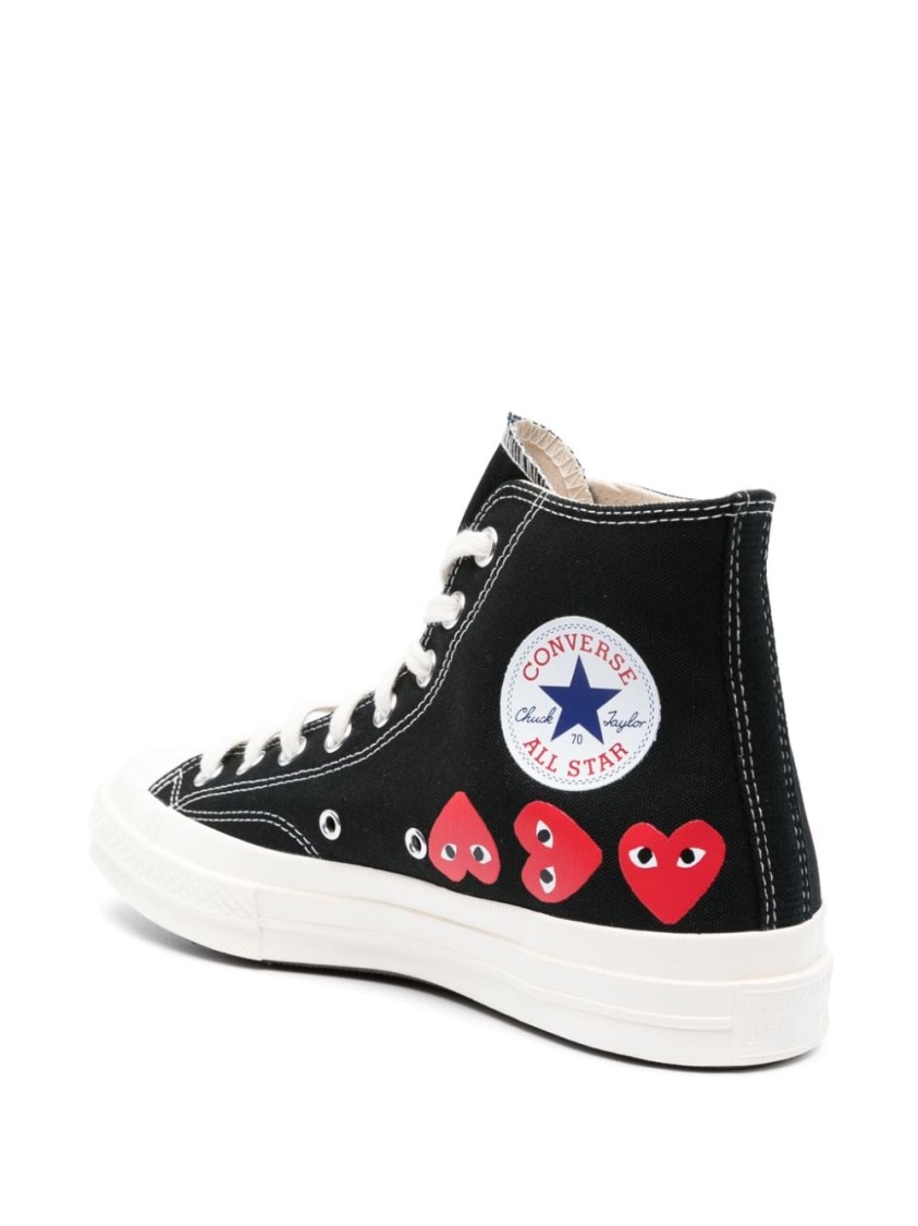 Shop Comme Des Garçons High-top Sneakers With Playful Heart Accents In White