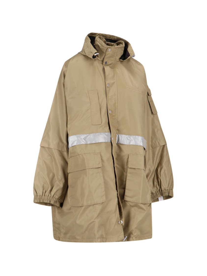 Shop Rokh Logo Hooded Parka In Brown