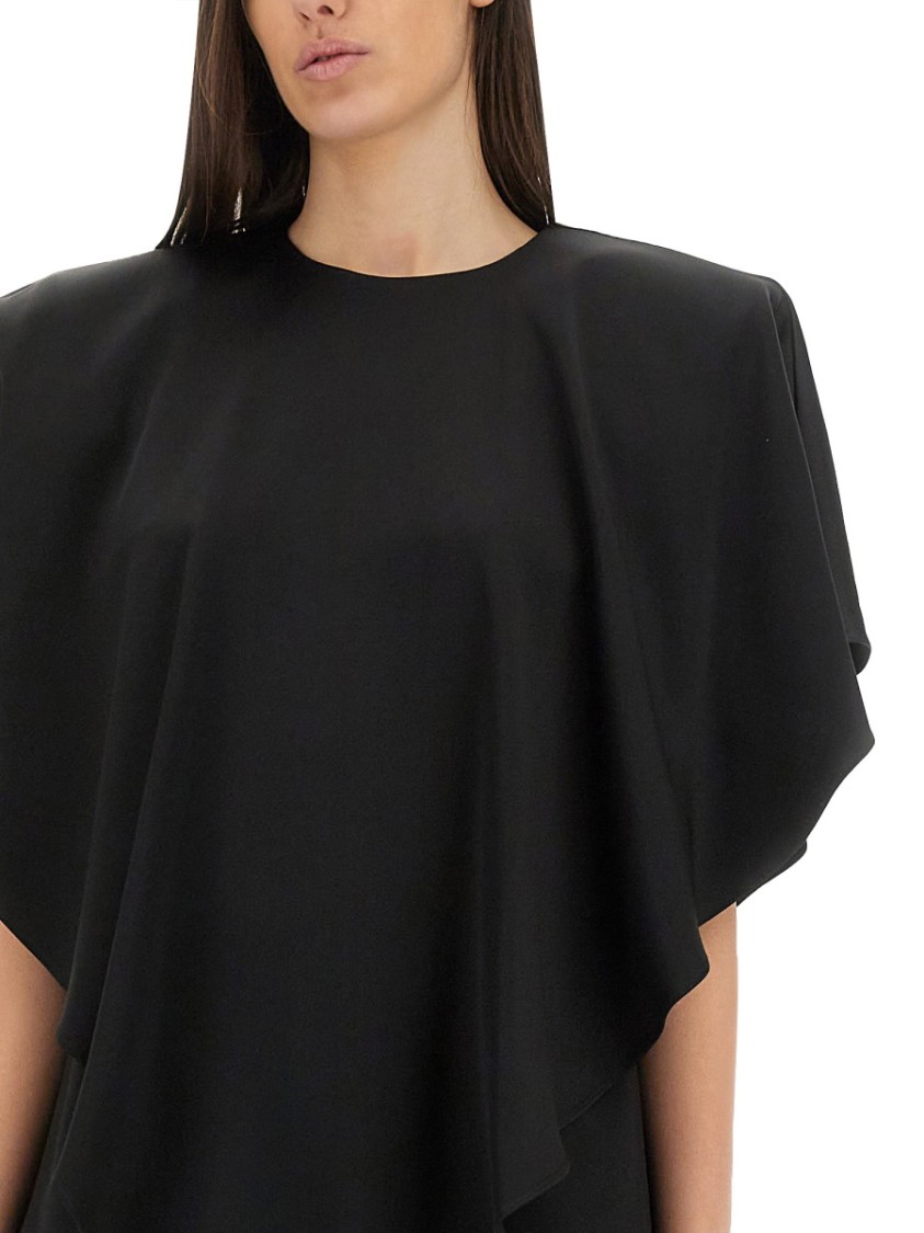 Stella Mccartney Asymmetric Layered Lightweight Satin Blouse In Black