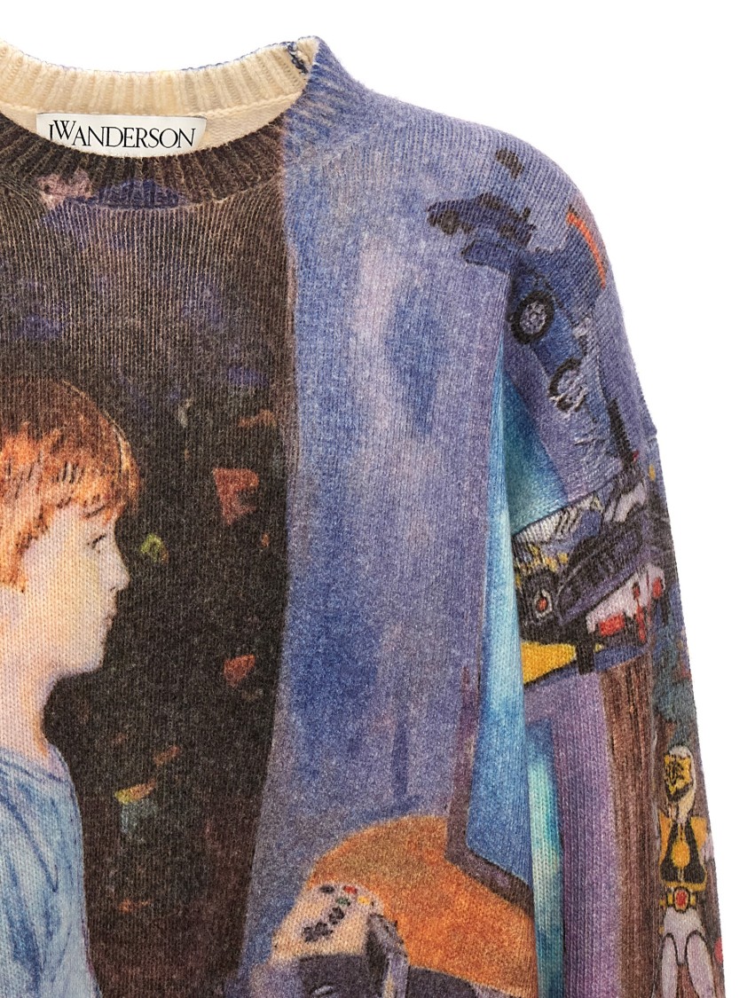 Jw Anderson Multicolor Computer Print Sweater In Brown