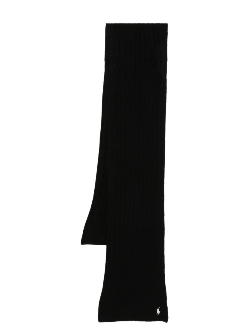 Polo Ralph Lauren Wool And Cashmere Blend Black Scarf In Black