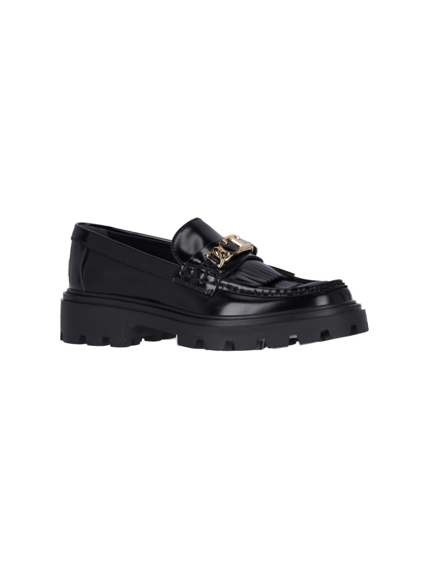 TOD'S TOD'S FRINGED' MOCCASINS – BLACK